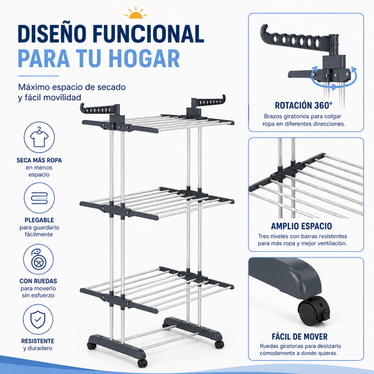 Tender Vertical Plegable – Secá Más en Menos Espacio