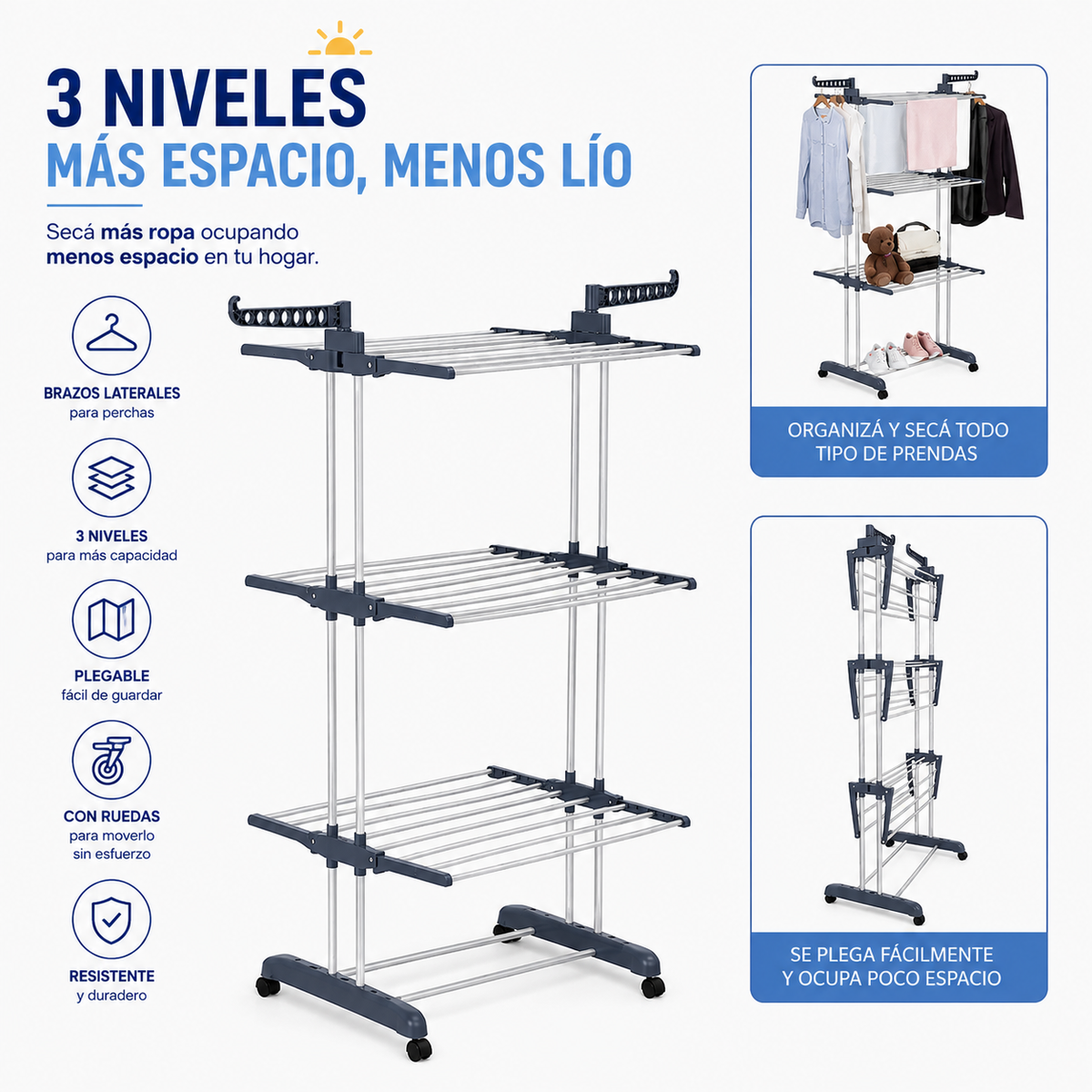 Tender Vertical Plegable – Secá Más en Menos Espacio