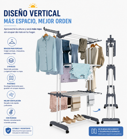 Tender Vertical Plegable – Secá Más en Menos Espacio